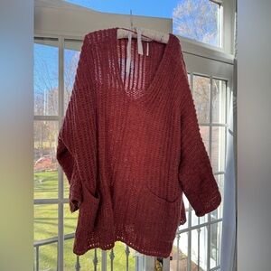 Oversized Burgundy Size Small Free People Knit Sweater